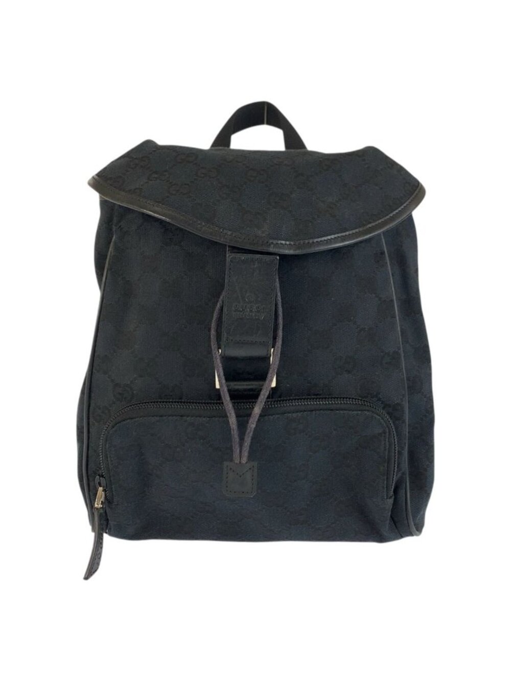 Gucci Black Silver GG Canvas Leather Backpack